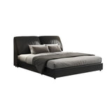 Leather Black Modern Queen Panel Bed with Headboard Image - 6