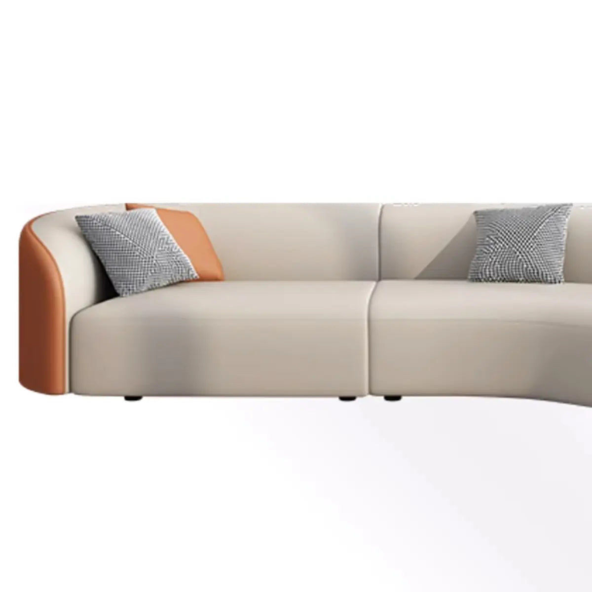 Leather Curved Corner Sectional with Concealed Support Image - 10