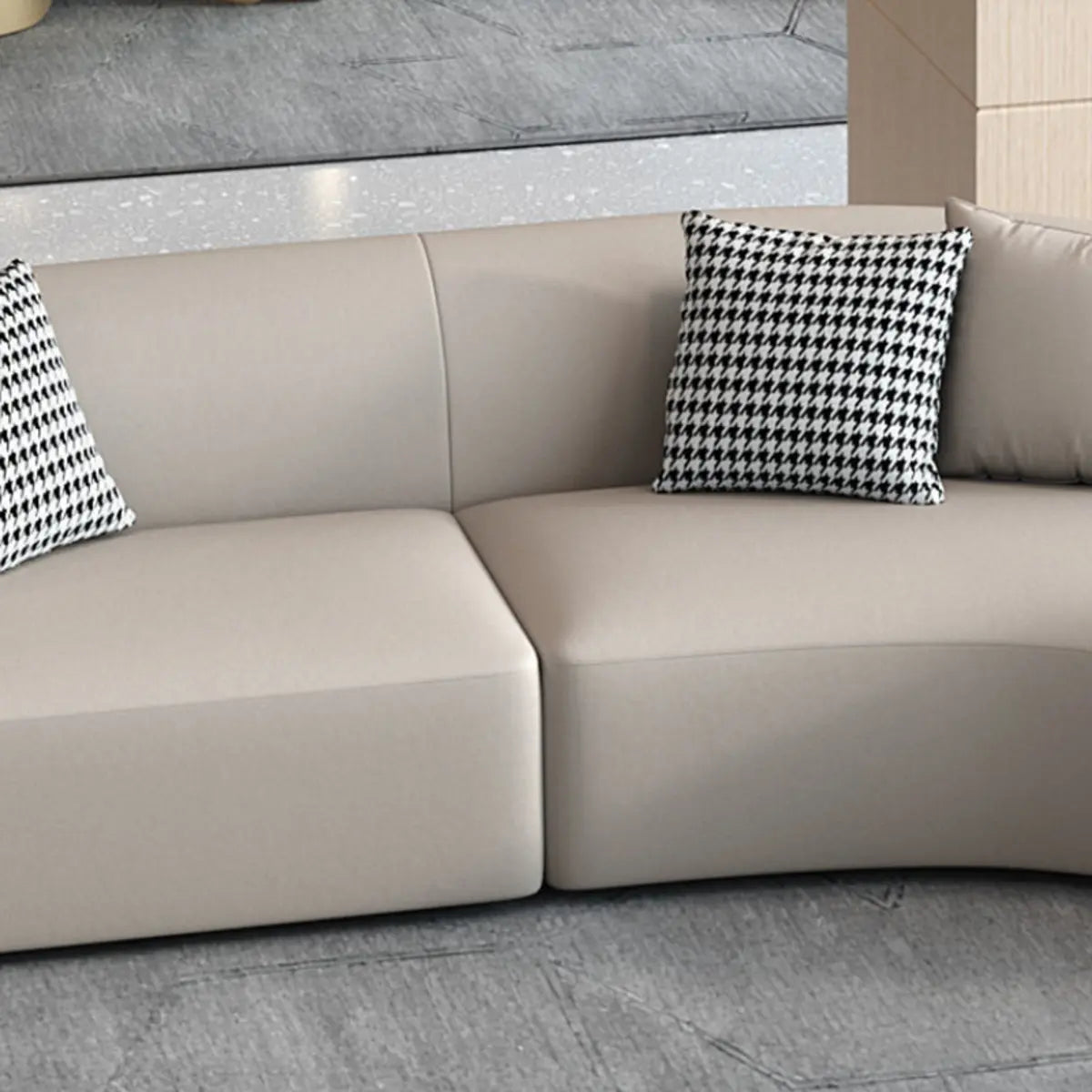 Leather Curved Corner Sectional with Concealed Support Image - 9