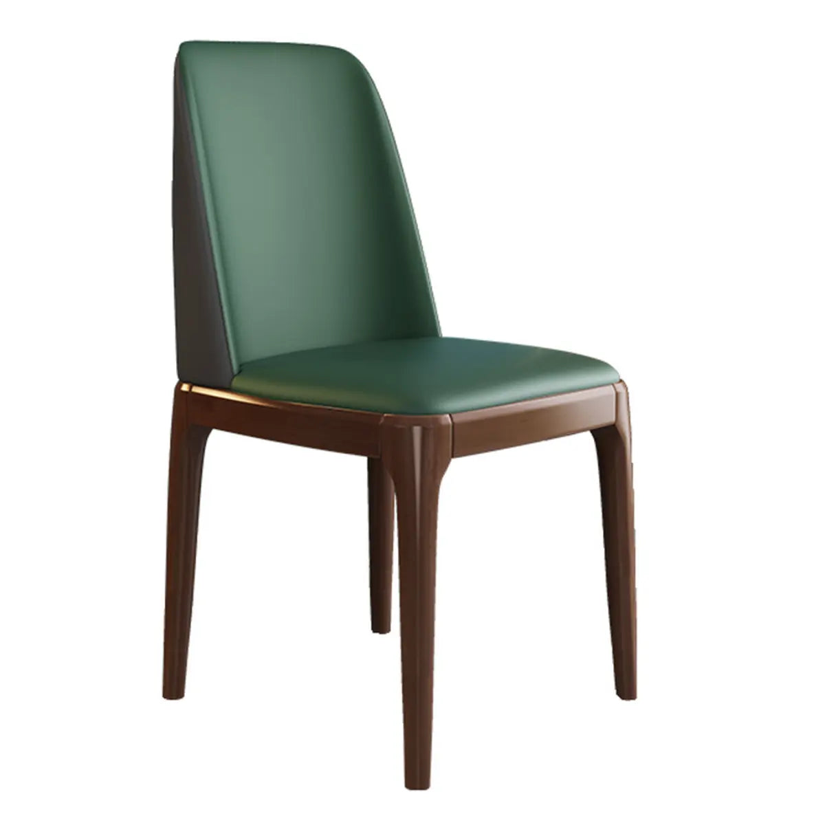 Leather Upholstered Rubberwood Dining Chairs Green Image - 12