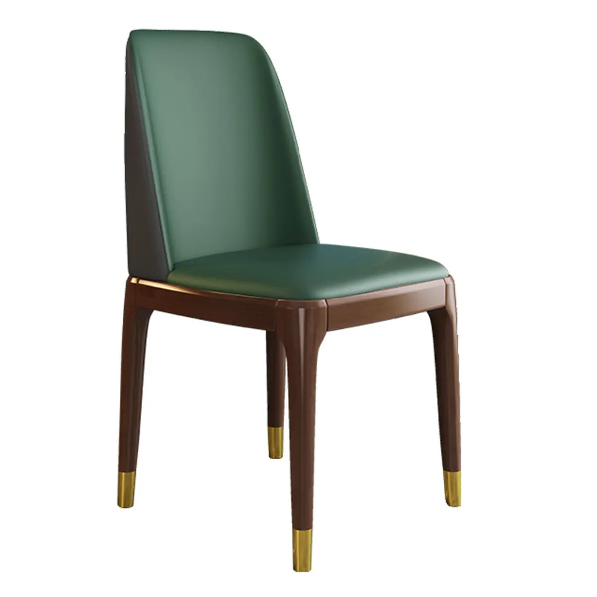 Leather Upholstered Rubberwood Dining Chairs Green Image - 22