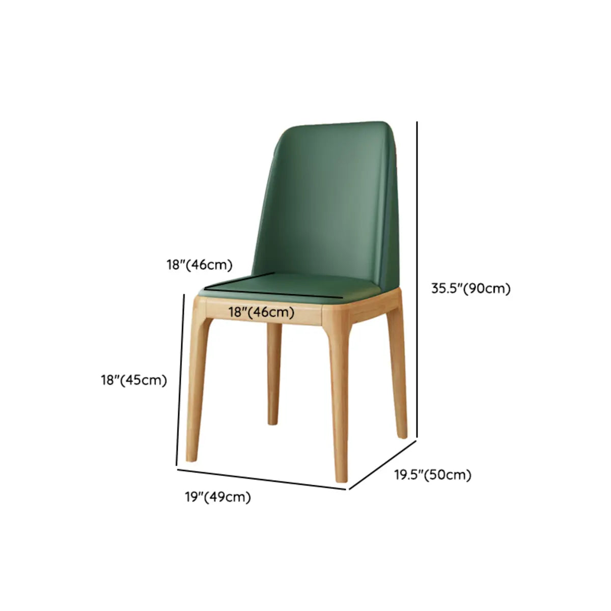 Leather Upholstered Rubberwood Dining Chairs Green Image - 29