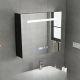 LED Mirrored Rectangle Wood Black Medicine Cabinet Image - 3