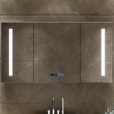 LED Mirrored Rectangle Wood Black Medicine Cabinet Image - 4