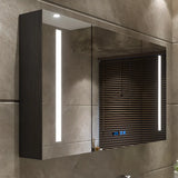 LED Mirrored Rectangle Wood Black Medicine Cabinet Image - 6