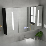 LED Mirrored Rectangle Wood Black Medicine Cabinet Image - 7