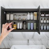 LED Mirrored Rectangle Wood Black Medicine Cabinet Image - 9