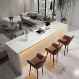 LED Modern White Rectangular Marble Tall Bar Table Image - 1