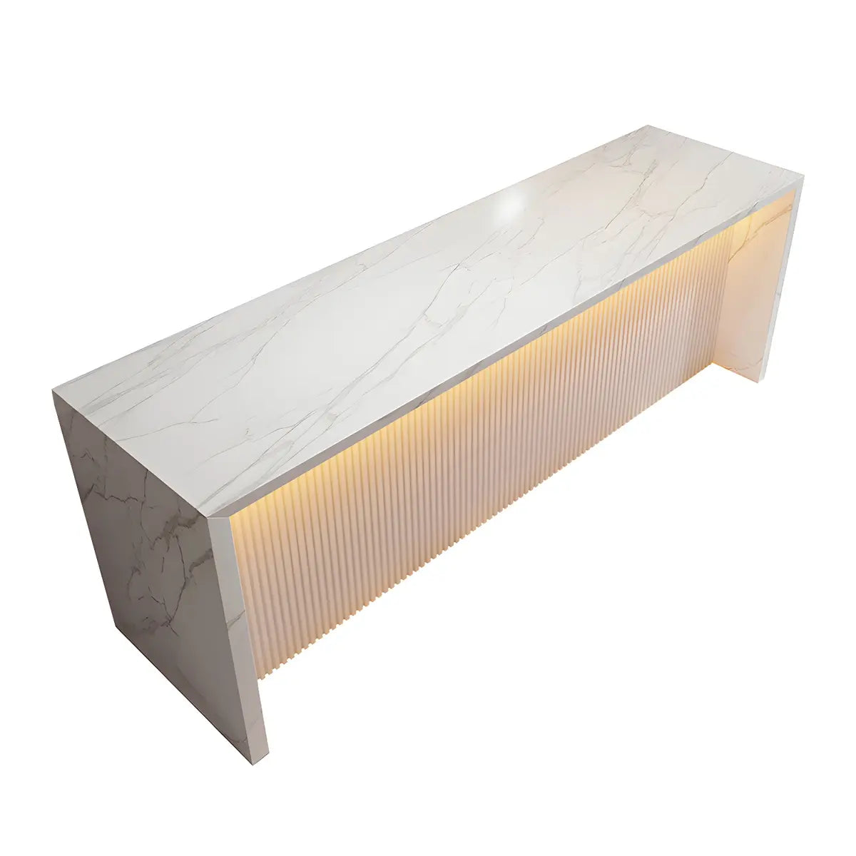 LED Modern White Rectangular Marble Tall Bar Table Image - 5