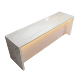 LED Modern White Rectangular Marble Tall Bar Table Image - 5