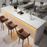 LED Modern White Rectangular Marble Tall Bar Table Image - 8