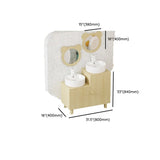 Lemon Bear Shape Wood Triple Bathroom Vanity with Cabinet Image - 27