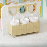 Lemon Bear Shape Wood Triple Bathroom Vanity with Cabinet Image - 12