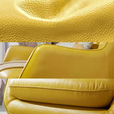 Lemon Yellow Full Grain Cow Leather Mid-Back Arm Chair Image - 7