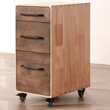 Light Brown Drawer Wood Small Rolling Filing Cabinet Image - 10