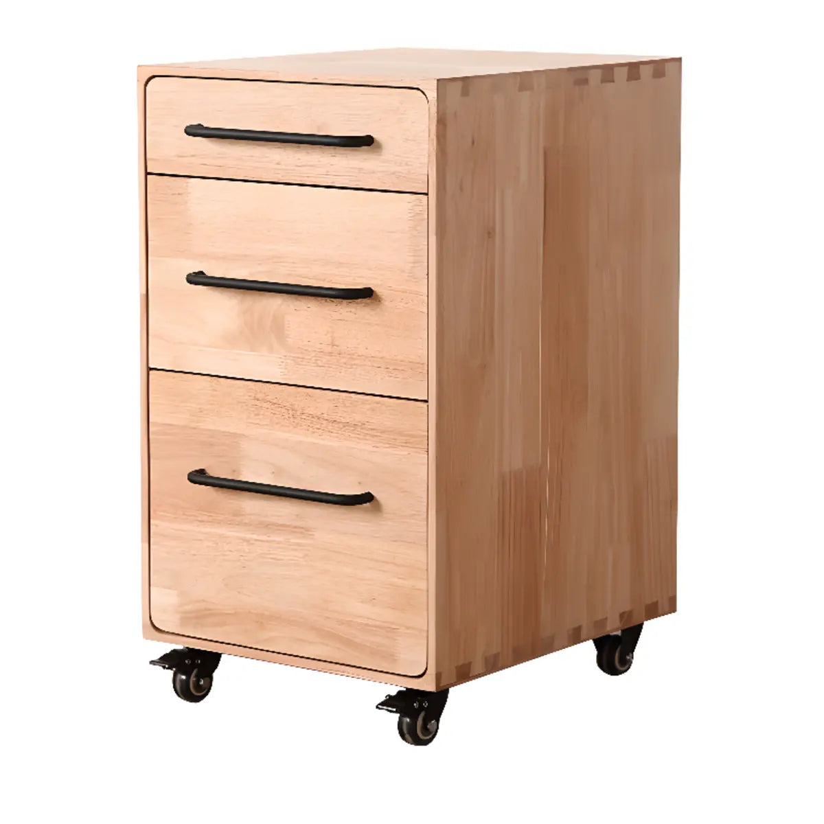 Light Brown Drawer Wood Small Rolling Filing Cabinet Image - 15