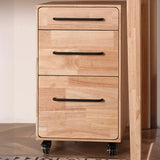 Light Brown Drawer Wood Small Rolling Filing Cabinet Image - 16