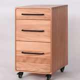 Light Brown Drawer Wood Small Rolling Filing Cabinet Image - 3