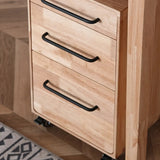 Light Brown Drawer Wood Small Rolling Filing Cabinet Image - 17