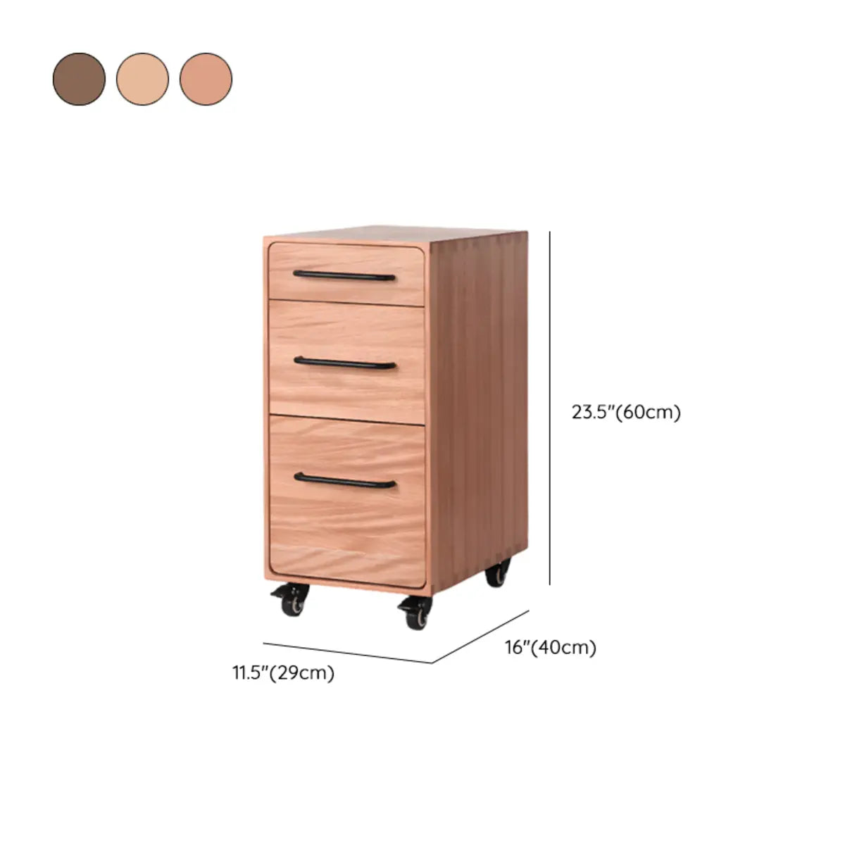 Light Brown Drawer Wood Small Rolling Filing Cabinet 