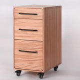 Light Brown Drawer Wood Small Rolling Filing Cabinet Image - 6