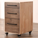 Light Brown Drawer Wood Small Rolling Filing Cabinet Image - 8