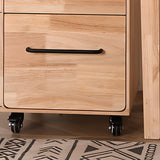 Light Brown Drawer Wood Small Rolling Filing Cabinet Image - 9