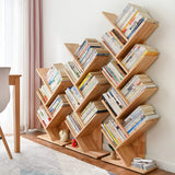 Light Brown Trendy Tree-Shaped Rubberwood Bookcase Image - 1