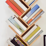 Light Brown Trendy Tree-Shaped Rubberwood Bookcase Image - 12