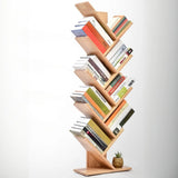 Light Brown Trendy Tree-Shaped Rubberwood Bookcase Image - 15