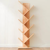 Light Brown Trendy Tree-Shaped Rubberwood Bookcase Image - 3