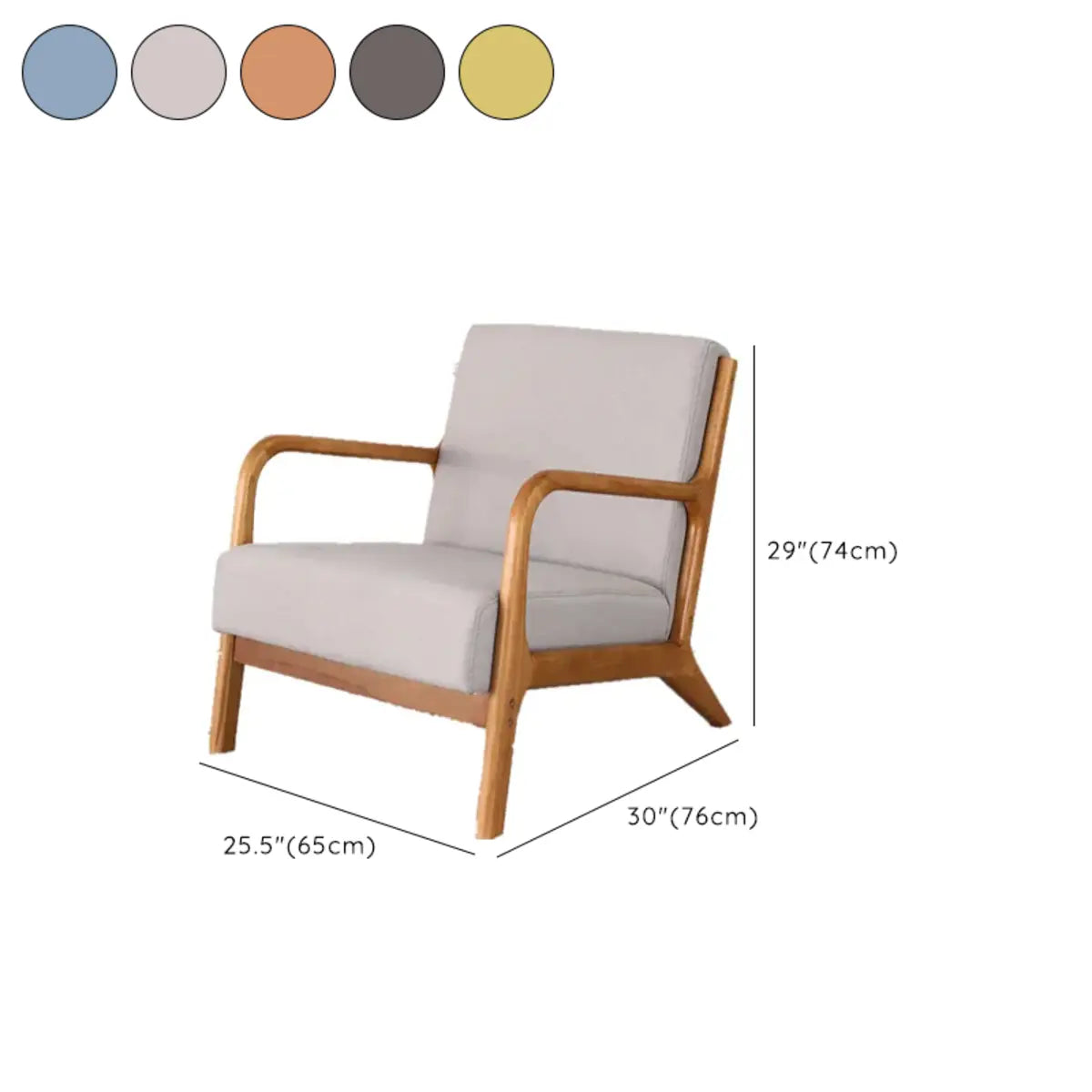 Light Gray Cotton Loose Back Square Arm Lounge Chair 