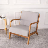 Light Gray Cotton Loose Back Square Arm Lounge Chair Image - 3