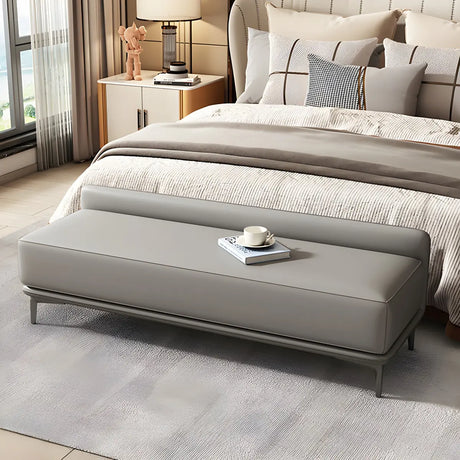 Light Gray Faux Leather Upholstered Bedroom Bench Image - 1