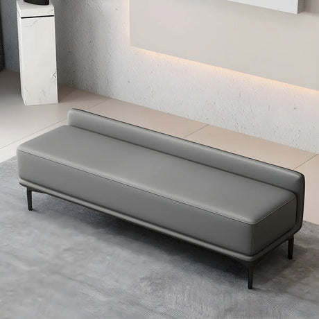 Light Gray Faux Leather Upholstered Bedroom Bench Image - 2