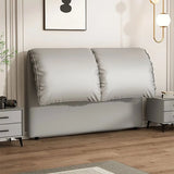 Light Gray Microfiber Leather Upholstered Headboard Image - 1