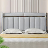 Light Gray Rectangle Upholstered Wingback Headboard Image - 1