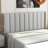 Light Gray Rectangle Upholstered Wingback Headboard Image - 3