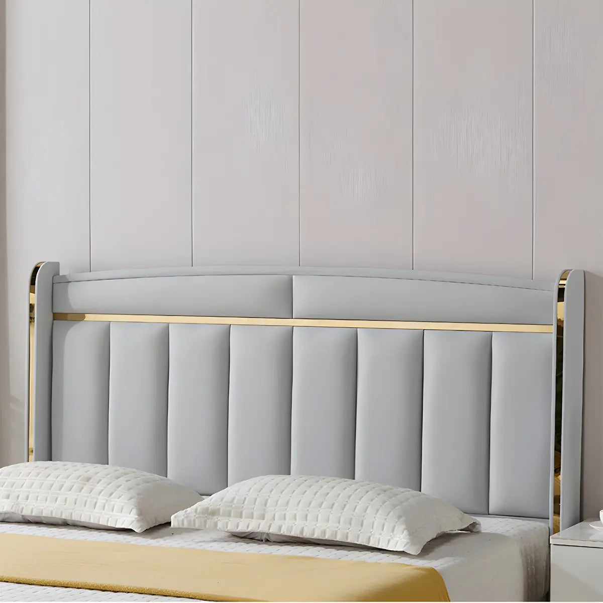 Light Gray Rectangle Upholstered Wingback Headboard Image - 4