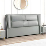 Light Gray Upholstered Pine Wood Wingback Headboard Image - 12