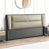 Light Gray Upholstered Pine Wood Wingback Headboard Image - 9