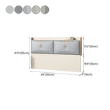 Light Gray Upholstered Rectangle Headboard with Shelves #size