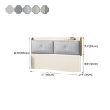 Light Gray Upholstered Rectangle Headboard with Shelves Image - 13