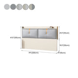 Light Gray Upholstered Rectangle Headboard with Shelves Image - 14