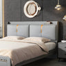 Light Gray Upholstered Rectangle Headboard with Shelves Image - 5