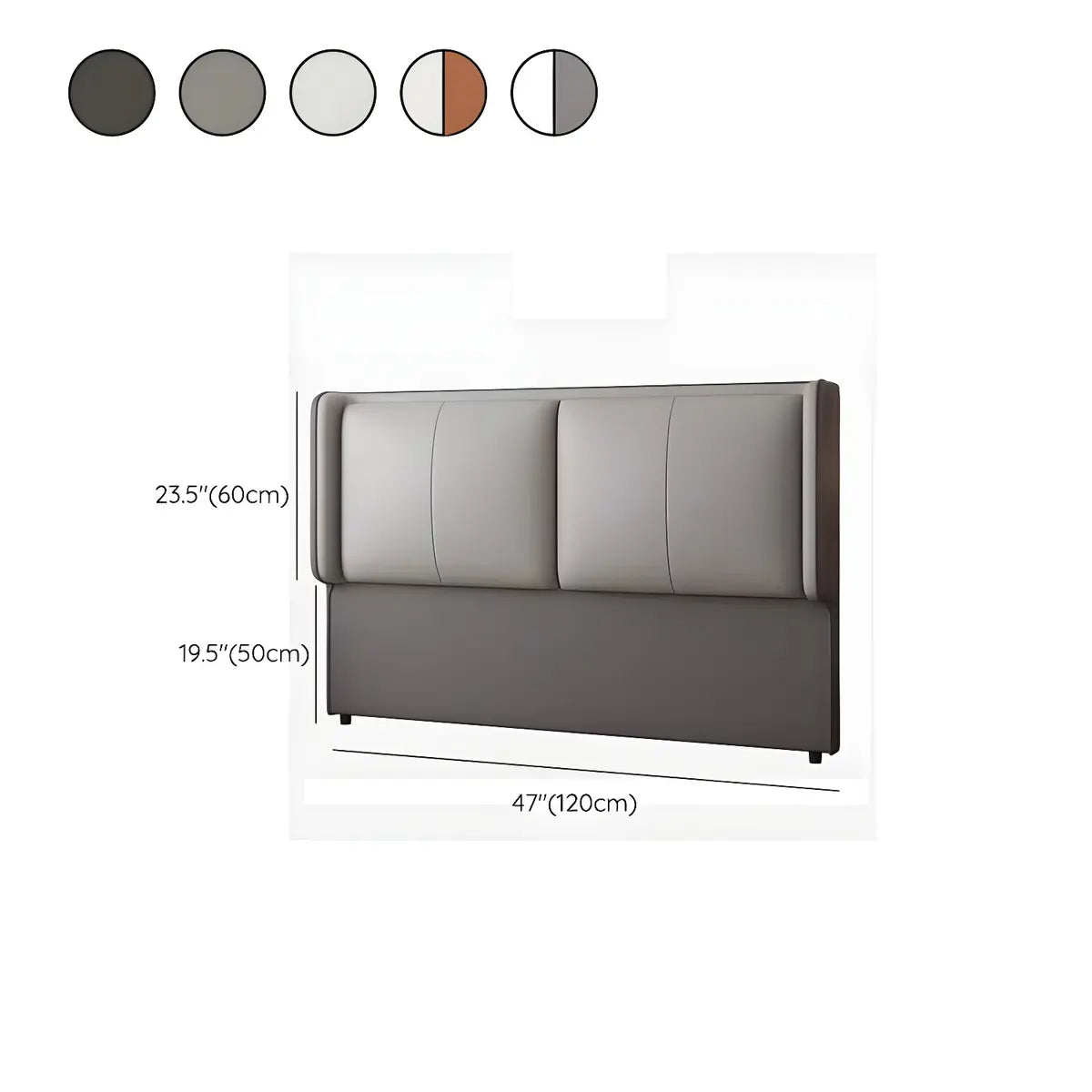 Light Gray Upholstered Wingback Headboard with Leg 