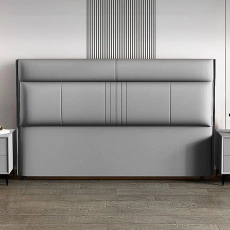 Light Gray Upholstered Wingback Headboard with Legs Image - 1