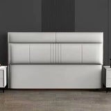 Light Gray Upholstered Wingback Headboard with Legs Image - 3