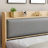 Light Gray Upholstered Wooden Frame Headboard with Legs Image - 7