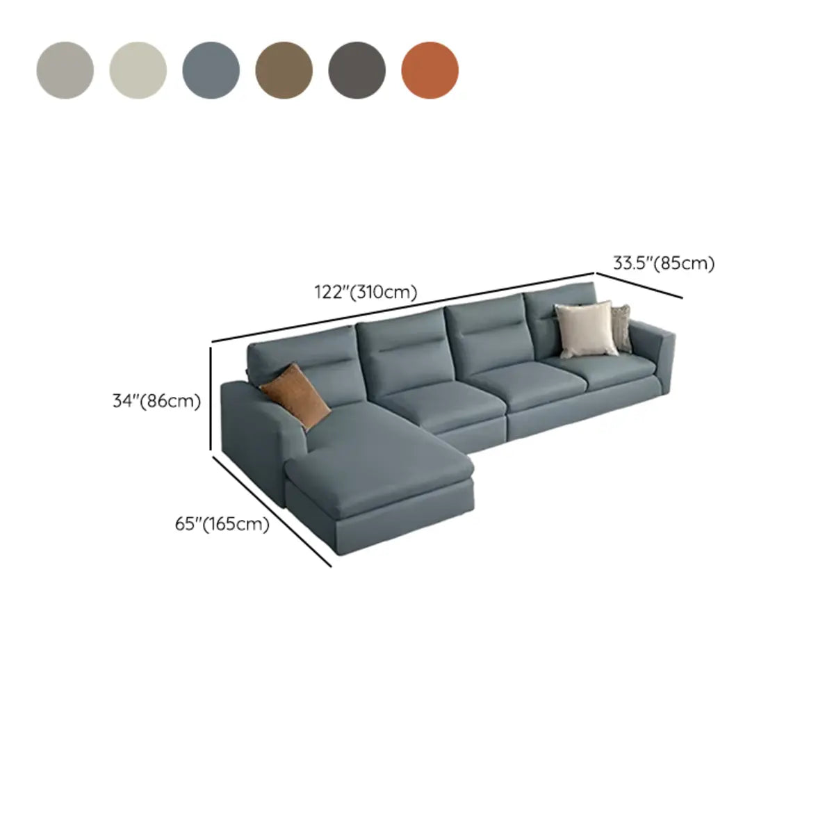 Light Gray Water Resistant Tech Cloth Left Sofa Chaise 